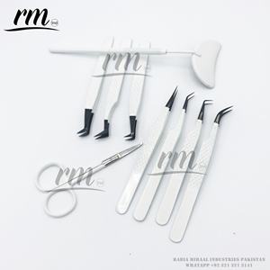 Pinzas de 90 grados con logotipo personalizado de la mejor calidad, agarre de diamante, punta de Plasma negra, herramienta de belleza para pestañas, Color blanco - Product Image 4