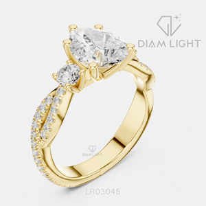 Bague de fiançailles en diamant de laboratoire taille poire 1,40 carat en or blanc 14 carats, certifiée IGI, couleur F+, clarté VS+, avec pavé - Product Image 6