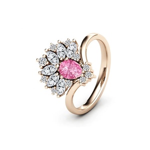 925 Sterling Silver Pink Tourmaline Ring Vintage Design Semi Precious Gemstone Jewelry <b>Rose</b> Gold Plated White Zircon Stone Rings - Product Image 2
