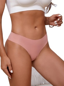 Women's High Cut High-Rise <b>Thong</b> Panties-Sexy Solid Color Lace Trim Knitted Nylon/Cotton Underwear Soft Breathable Daily Wear - Product Image 4