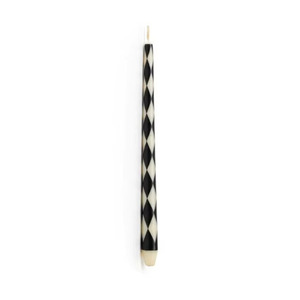 30CM High Contrast Black Traditional Diamond Check Soy Wax <b>Paraffin</b> Wax Smokeless Scented Taper Candle Smooth Texture Cotton - Product Image 3