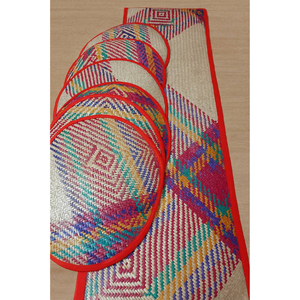 Ensemble de nappes et de sets de table Shetal Pati faits à la main, écologiques, tissés naturellement, décoration d'intérieur, 1 nappe + 6 sets de table pliables - Product Image 2