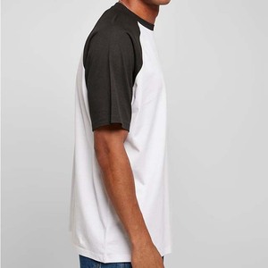 เสื้อยืดแขนราแกลนสีขาวดำสำหรับผู้ชาย ทรงปกติ คอกลม ผ้าฝ้ายถัก สีพื้น ดีไซน์เรียบง่าย - Product Image 3