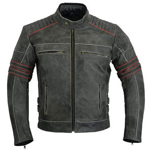 Vestes de moto en cuir à col montant personnalisables pour hommes automne hiver vêtements de sport grande taille noir marron imprimé pour - Product Image 4