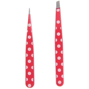Stainless Steel Eyebrow Tweezers <b>Set</b> Slanted Pointed <b>Pink</b> Polka Dot Beauty <b>Tool</b> Kit Precision Hair Removal Grooming - Product Image 1