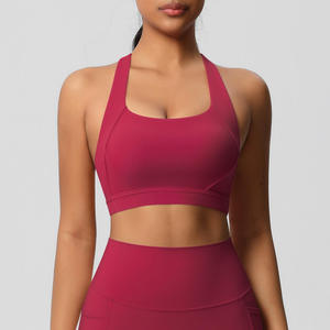 Soutien-gorge de sport pour femme, design dos croisé élégant, maintien élevé, compression, pour yoga et gym, en nylon et coton - Product Image 6