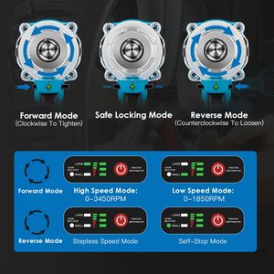 Llave de Impacto Eléctrica Inalámbrica 3 en 1, Taladro y Destornillador con Motor sin Escobillas, Velocidad Variable Máxima de 3450 RPM - Product Image 3