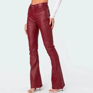 Pantalon en cuir véritable pour femme, style motard classique, en cuir de vachette véritable, pantalon de mode, fournisseur en gros OEM - Product Image 3
