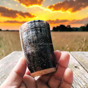 Corne à boire viking sculptée à la main de luxe, en corne de bœuf naturelle, à prix avantageux - Product Image 3