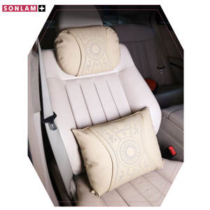 Fabricación de fábrica ODM Nappa Cream Leather Car Neck Rest Pillow Car Travel Rest Pillow Almohada de espuma viscoelástica personalizable - Product Image 1