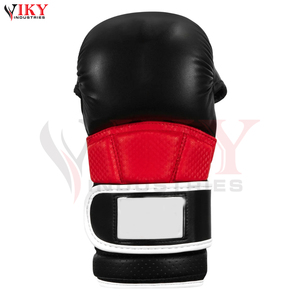 Guantes de MMA de Cuero Negro y Rojo Personalizados al Por Mayor, Guantes de Sparring con Palma Abierta, Equipo de Entrenamiento de Artes Marciales Mixtas - Product Image 4