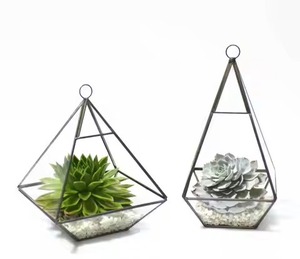 Garden Accent Metal <b>Terrarium</b> <b>Glass</b> Planter Stylish Indoor Plant Holder Geometric Home Decoration - Product Image 4
