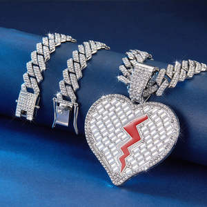 Collar con Colgante de Corazón Grande para Mujer, Estilo Hip Hop, Brillante, Plata 925, Diamante Moissanita, Joyería para el Día de San Valentín - Product Image 1