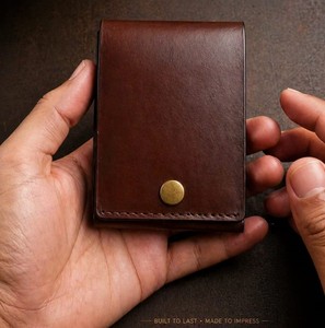 Premium Handmade Genuine Leather <b>Wallet</b> Vintage Brown Candy Pattern Short Daily Use <b>Card</b> <b>Holder</b> with Snap Button <b>for</b> Unisex - Product Image 1