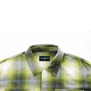 Camisas de Franela a Cuadros Verdes para Hombre, Estilo Urbano, Casual, de Moda, Manga Larga, Cuello Camisero, Otoño, Tejidas - Product Image 4