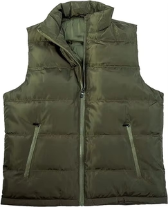 Gilet matelassé décontracté pour homme, col rabattu, fermeture éclair, respirant, uni, pour l'hiver - Product Image 1