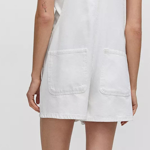 ราคาขายส่ง เสื้อผ้าสตรีทแฟชั่น ชุดรอมเปอร์สายกว้างสุดฮิต กางเกงยีนส์ขาสั้นเอวสูง ดีไซน์ล่าสุดสำหรับผู้หญิง - Product Image 6