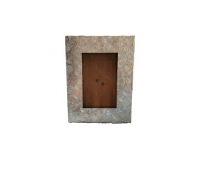 Rectangle Leather Photo <b>Frame</b> with Embossed Floral Pattern Gold Finish Horizontal Design - Product Image 2