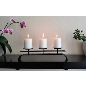 Moddern Iron Tea <b>Light</b> Holder Set of 2 Black Metal Candlestick with <b>Leaf</b> Design for Home Decoration - Product Image 6