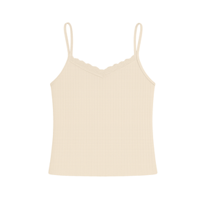 Débardeur côtelé élégant et tendance pour femme, à fines bretelles, avec volants, sans manches, respirant, séchage rapide, décontracté - Product Image 1