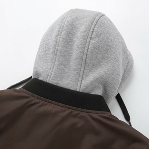 Veste universitaire marron pour homme avec capuche amovible, décontractée, grande taille, pour l'automne, coupe classique, polyester et coton, fermeture éclair - Product Image 6