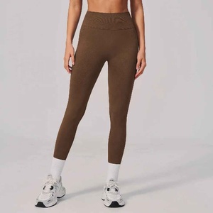Women Mid Waist Full Length <b>Yoga</b> Leggings Solid <b>Pink</b> Spandex Polyester Athletic <b>Pants</b> Elastic Waist Stretch Fit Sweat-Wicking - Product Image 5