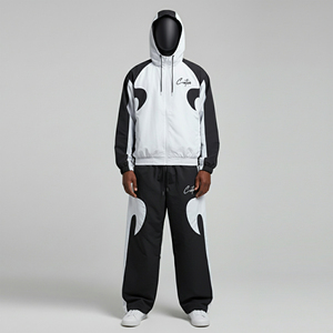 2025 Wholesale Plus Size Casual Hooded Rain Coat Pullover Sweat Suits Solid Polyester/Cotton <b>Wind</b> <b>Breaker</b> Unisex - Product Image 2
