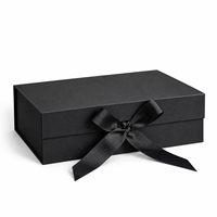 Boîte pliante à couvercle rabattable en gros, emballage cadeau couleur unie avec nœud
