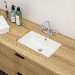 Lavabo Rettangolare da Incasso in Ceramica Bianca 18x12 Pollici con Troppopieno, Eleganti Lavabi per Ristrutturazione Bagno - Product Image 2