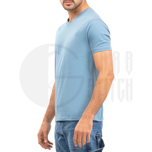 T-shirt col en V pour homme, mélange de coton, uni, décontracté, coupe classique, manches courtes, haut d'été confortable, basique, écologique, respirant - Product Image 3