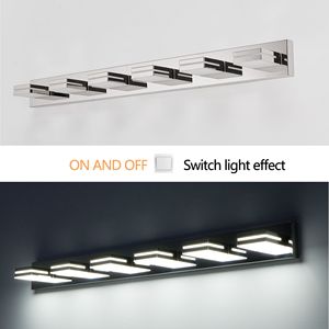 Applique murale moderne en chrome à LED pour salle de bain, design élégant et minimaliste, 6 lumières, économe en énergie et facile à installer - Product Image 3