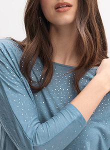 Blue <b>Long</b> <b>Sleeve</b> Knitted <b>Top</b> With <b>Glitter</b> Dot Print O-Neck Loose Fit Casual Women's Sweater - Product Image 4