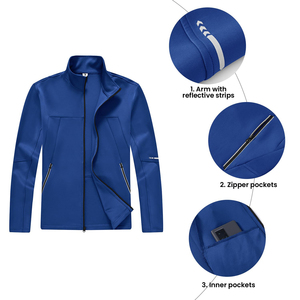 Conjunto Deportivo Azul de 2 Piezas para Hombre, Chaqueta con Cierre y Cuello Camisero, Pantalones Deportivos con Cordón Ajustable, Estilo Casual - Product Image 2
