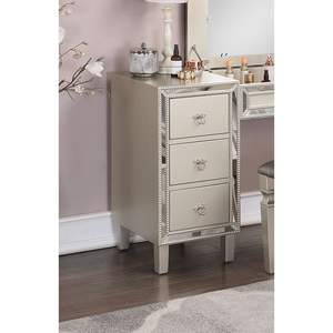 Tradizionale colore argento formale Set di mobili da camera da letto 1pc Tufted sedile sgabello vanità w cassetti di stoccaggio per il trucco vanità - Product Image 6