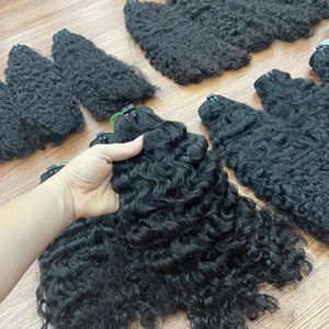 ¡PRODUCTO SUPERIOR! Extensión de cabello rizado birmano pequeño vietnamita cabello de trama de color negro natural de alta calidad - Product Image 3