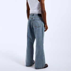 Jeans amples à jambes larges pour hommes avec logo brodé personnalisé, pantalon en denim surdimensionné, streetwear, coupe ample, jeans décontractés - Product Image 3