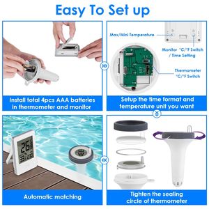 Termometro Galleggiante Wireless per Piscina con Display Digitale Facile da Leggere, Impermeabile IP68, Monitoraggio Interno, Raggio di Trasmissione 60 Metri - Product Image 6