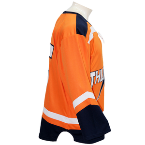 Jersey de hockey sobre hielo sublimado personalizado OEM, hecho con tela de malla, jersey de hockey sobre hielo con cuello en V y cordones. - Product Image 4