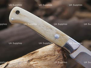 UA Supplies Hand Forged 12C27 Stainless Steel Drop Point Fixed Blade Hunting Bushcraft <b>Knife</b> Camel <b>Bone</b> <b>Handle</b> 8.5in Overall - Product Image 4