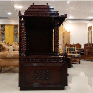 Designer Wooden Temple With Gopuram Bells Walnut Glossy Wooden Temple <b>Set</b> for Home <b>Large</b> Size Walnut Temple At Wholesale Prices - Product Image 4