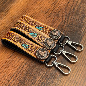 OEM ODM Custom Handcrafted Key <b>Clip</b> Genuine Leather Key Holder Metal Concho Keychain Promotional Gift Hand <b>Tooled</b> Keychains - Product Image 4