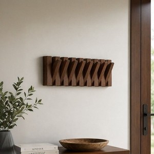 Acacia Wood Foldable <b>Wall</b> <b>Hook</b> Rack – Flip-Down Coat, Suit & <b>Key</b> Hanger (Space-Saving) - Product Image 6