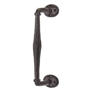 Poignée de porte en métal noir Royal Look avec design torsadé, style rustique robuste pour porte, fenêtre, portail - Product Image 3
