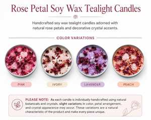 Juego de 8 Velas Aromáticas de Cera de Soya con Cristales y Pétalos de Rosa, Hechas a Mano, en Frascos Metálicos, Decorativas, para Aromaterapia y Decoración del Hogar - Product Image 2