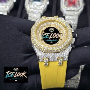 สำหรับนาฬิกา LOOK Luxury Rhinestone Sapphire Crystal ขนาด 45 มม. ระบบอนาล็อกโครโนกราฟ สายยางและสแตนเลสสตีล นาฬิกาควอตซ์ผู้ชาย ระบบอัตโนมัติพร้อมวันที่ - Product Image 4