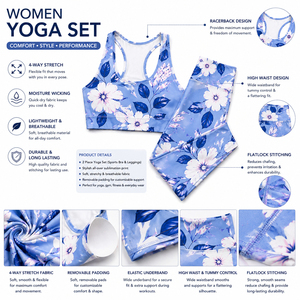Ensemble de leggings de yoga et soutien-gorge de sport respirants en spandex/polyester de haute qualité pour femmes - Product Image 5