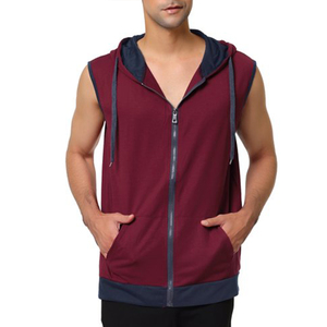 เสื้อฮู้ดซิปผู้ชาย แขนกุด ผ้าฝ้าย 100% น้ำหนักเบา เป็นมิตรกับสิ่งแวดล้อม แห้งเร็ว เหมาะสำหรับออกกำลังกาย - Product Image 4