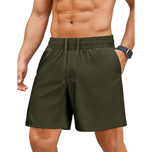 Pantalones Cortos Deportivos para Hombre, Color Verde Oliva, Antiarrugas, de Poliéster, Secado Rápido, con Bolsillos Laterales, Ligeros, para Entrenamiento - Product Image 1