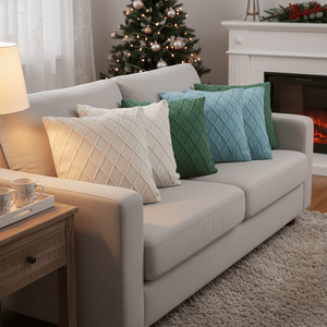 Juego de 6 Fundas de Almohada Decorativas SOGA de 45 cm, Diseño de Punto Trenzado Crema, 2 Turquesa, 2 Azul Cielo, 2 Fundas de Punto Trenzado Crema - Product Image 6