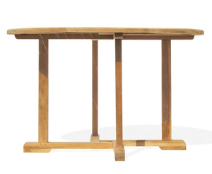 Modern <b>Round</b> Wood Dining <b>Table</b> Set with Stackable Chairs for Park Outdoor Use - Product Image 3
